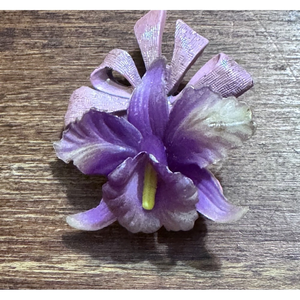 Vintage Purple Flower‎ Brooch Pin - Picture 10 of 10